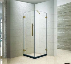 حاوية دش زجاجية مربعة مربعة ، أجهزة نحاسية ، 36x 36 بوصة (KK3310)