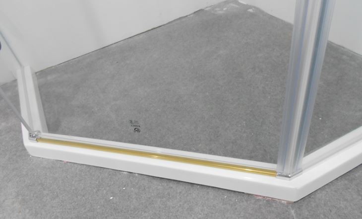 Pentagon Golden Hardware Hinged Shower Doors